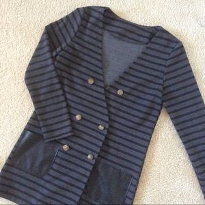 Black and Gray Striped Thin Cardigan/Coat/Jacket